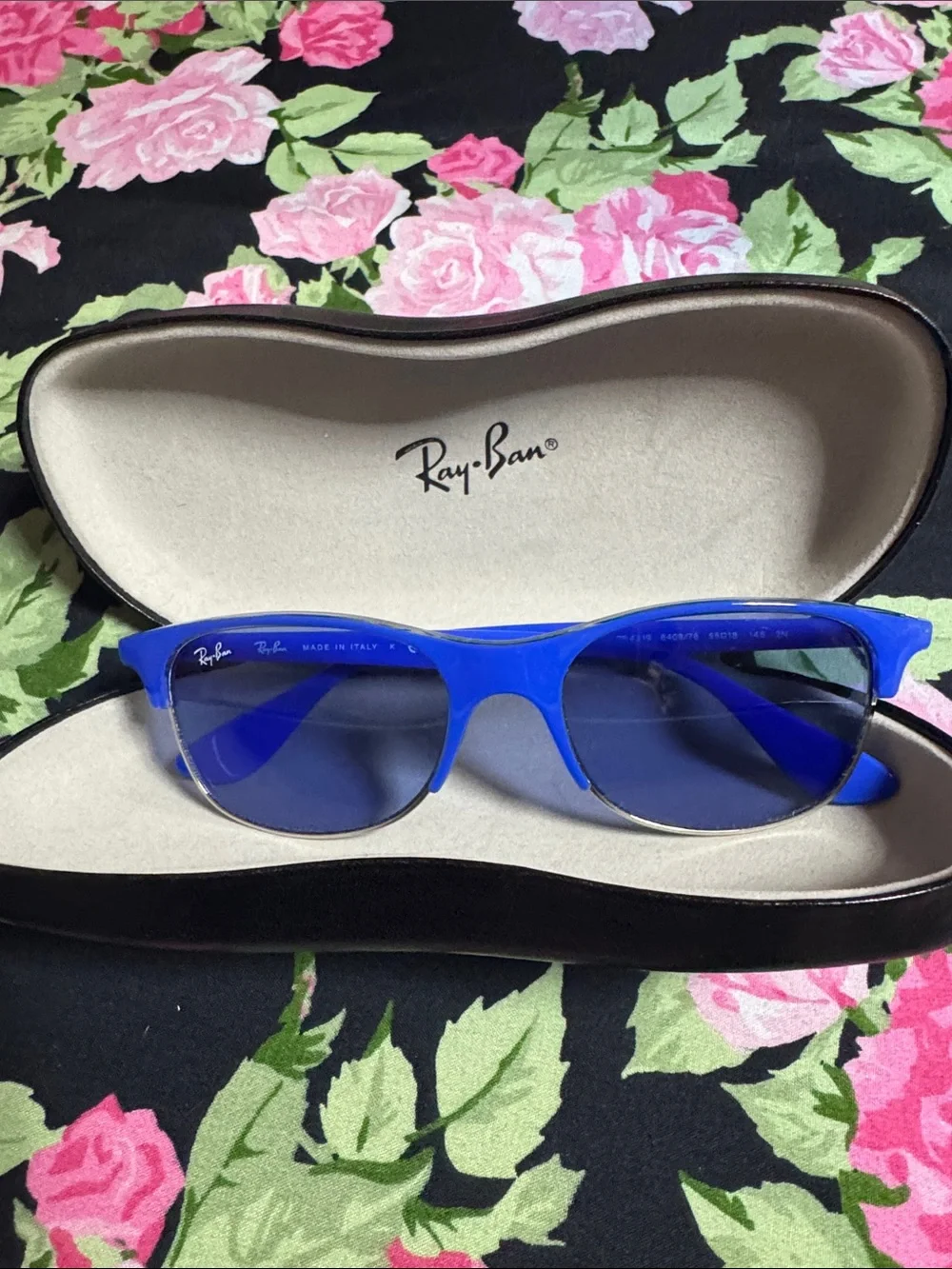 NEW Ray-Ban Blue Semi-Rimless Sunglasses with Blue Lenses